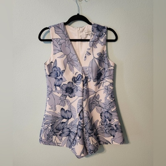 KEEPSAKE THE LABEL Up All Night Floral Blue Sleeveless Playsuit Romper Jumpsuit - Picture 1 of 4
